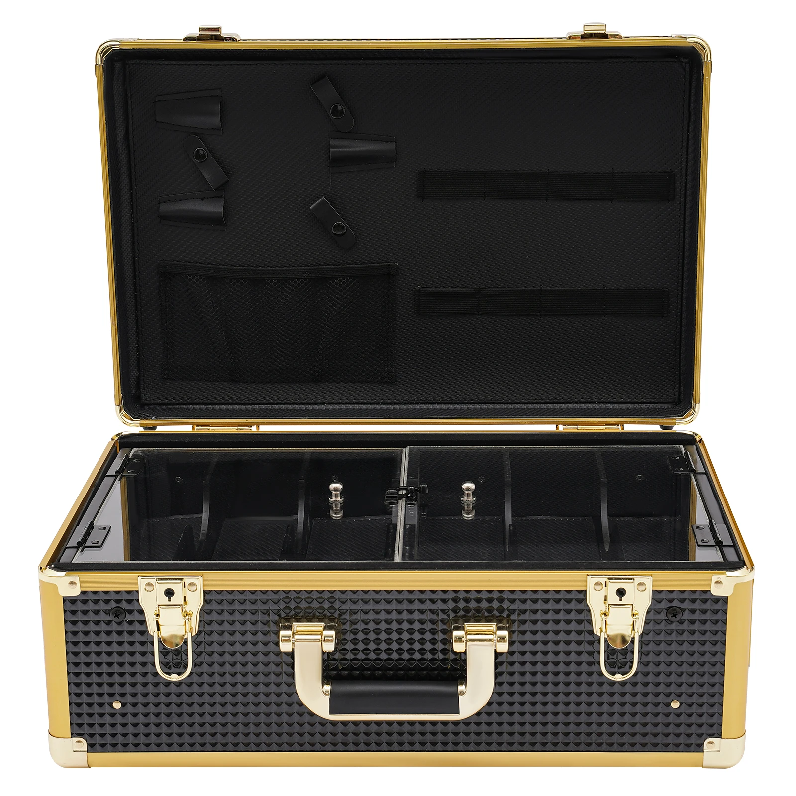 صندوق أدوات الحلاق 19.49 * 12.6 * 7.87 بوصة حقيبة حمل لتخزين الحلاق مع أقفال ومفاتيح