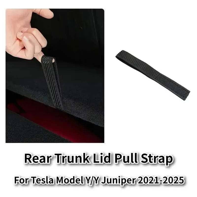 For Tesla Model Y/Y Juniper Rear Trunk Rope DrawString Open Tail Box Cover Handle Pull Strap Car Accessories Mat Protection Pad