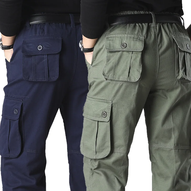 2024 new winter men's casual pants are sturdy, durable, loose, straight tube, and multi pocket construction work pants