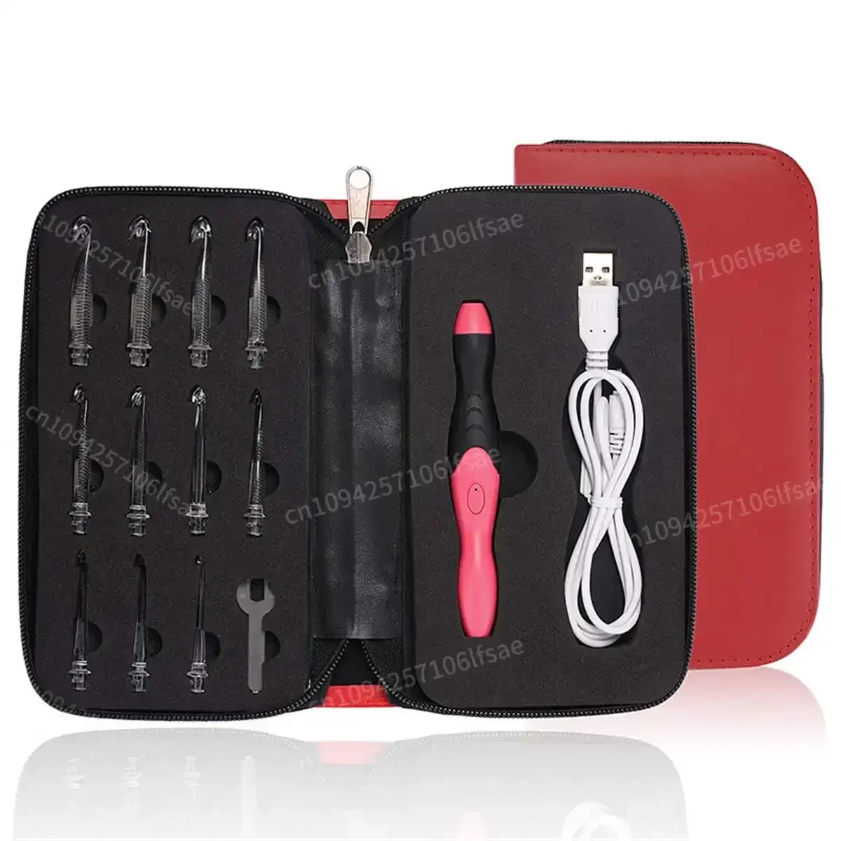 

11 In 1 Useful USB LED Light Up Crochet Hooks Kit Purple Knitting Needles Set Weave Tool Kit Sewing Accessories Sewing Tools