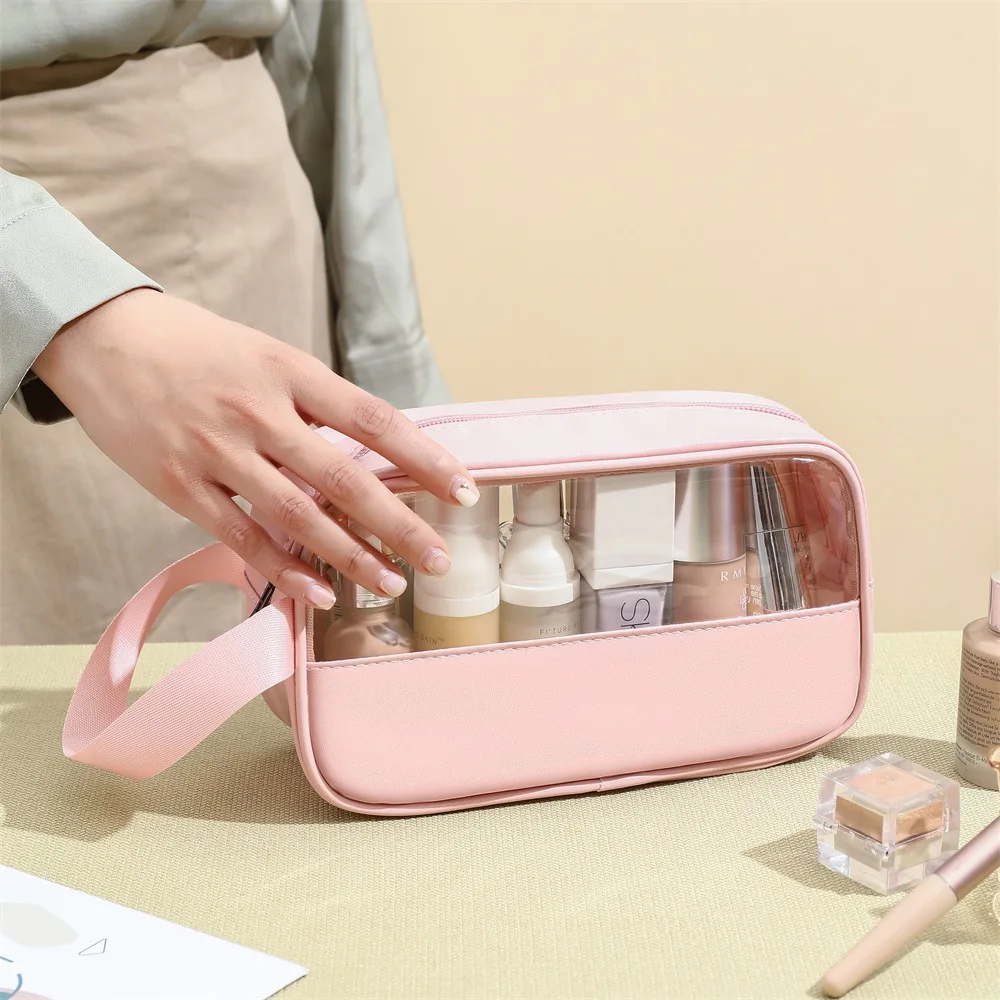 Waterproof PVC Makeup Bag for Women, Organizers, Travel Storage Organizer, Transparent Tote Bag, Reusable Wash Clear Bag