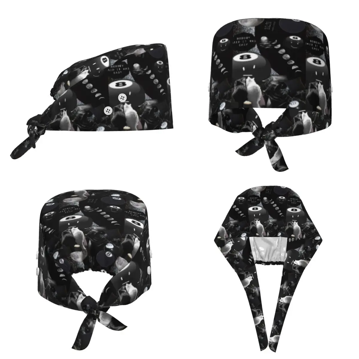 Battle For Dream Island BFDI 8-Ball Scrub Hat Doctor Working Surgical Cap Unisex Adjustable Nursing Caps for Dentist