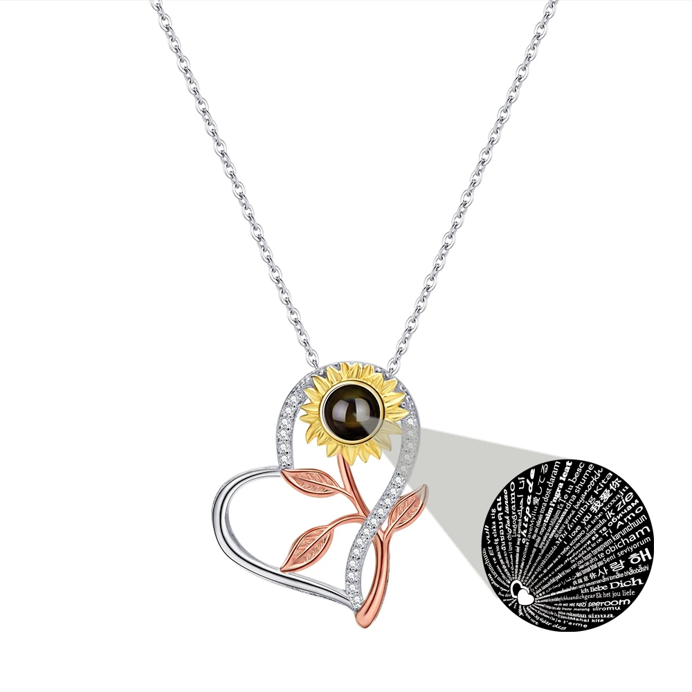 الزهور القلب قلادة قلادة للنساء مخصص صور الإسقاط صورة قلادة شخصية هدية عيد ميلاد صديقة المجوهرات #5