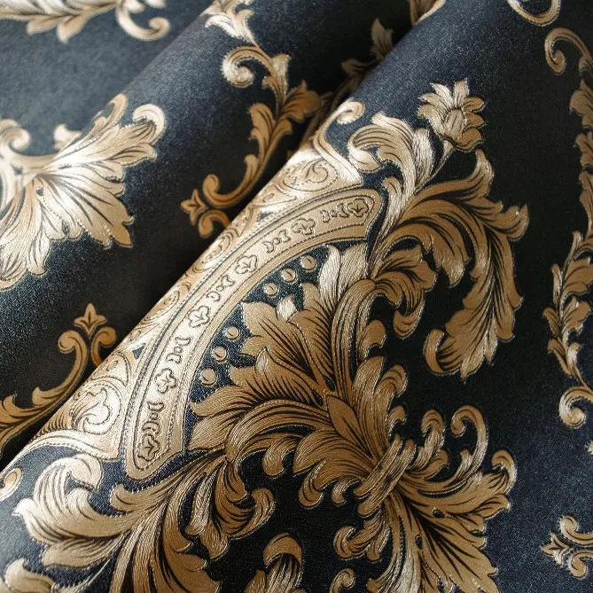 European Luxury Damask Wallpaper 3D Embossed Black Gold Wall Paper Baroque Wall Covering for Living Room Bedroom Home Decor