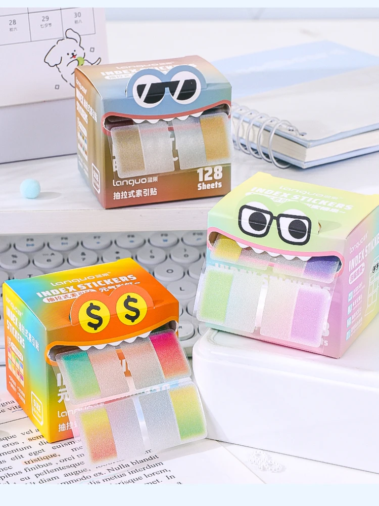 LANGUO Drawer-type Index Sticky Notes Matte Writable Reusable No Residue on Removal Quick-dry Memo Pad School Supplies