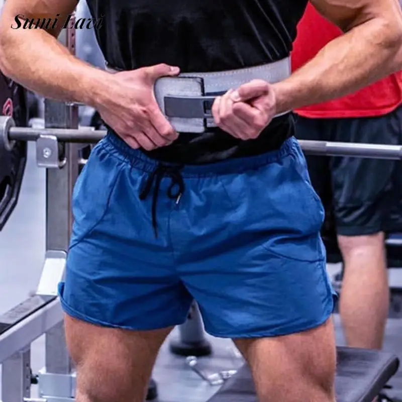 Gyms Sports Men's Shorts Training Muscle Stretch Slim Fit Drawstring Quick-dry Shorts Men Summer Leisure Solid Color Shorts