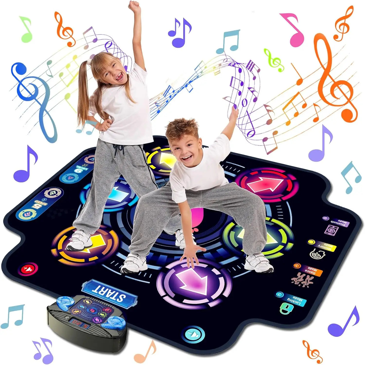 Bluetooth Dance Mat with Six Arrow Keys for Directional Play and LED Lights Fun Dance Game for Kids Activity and Exercise