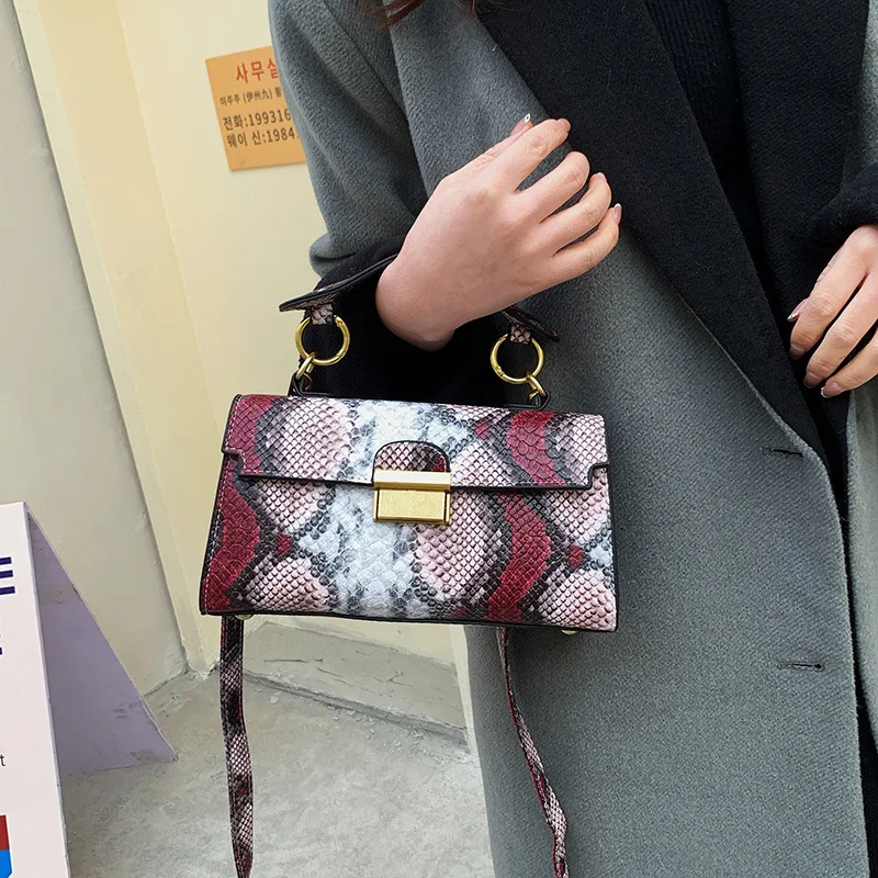 Snakeskin Pattern Luxury Woman Bag 2023 Women Brand Pu Leather Square Messenger Brand Female Totes Crossbody Shoulder Bags