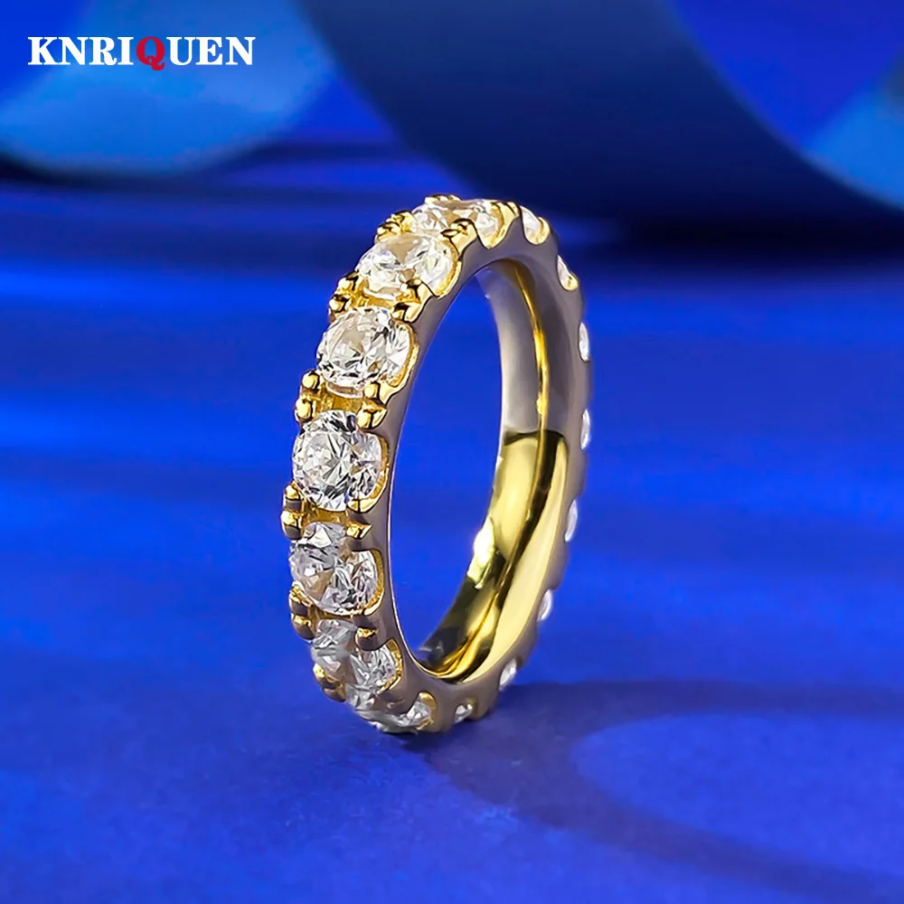 

Classic 100% 925 Sterling Silver 4mm High Carbon Diamond Ring for Women Wedding Engagement Party Fine Jewelry Accessories Gift