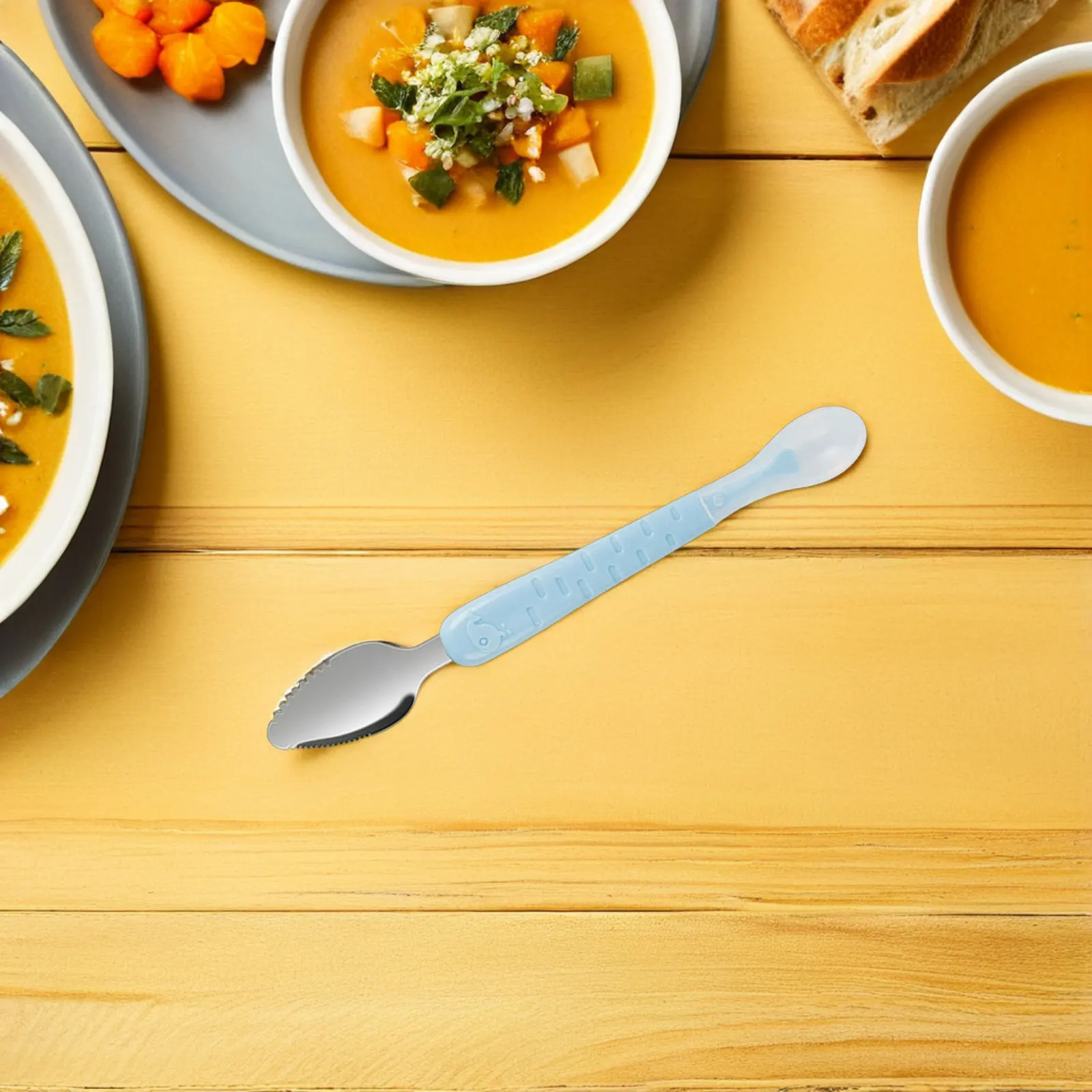 

Double Head Baby Fruit Puree Spoon Serrated Grapefruit Scraper Feeding Spoon for Baby Food and Complementary Feeding Supplies