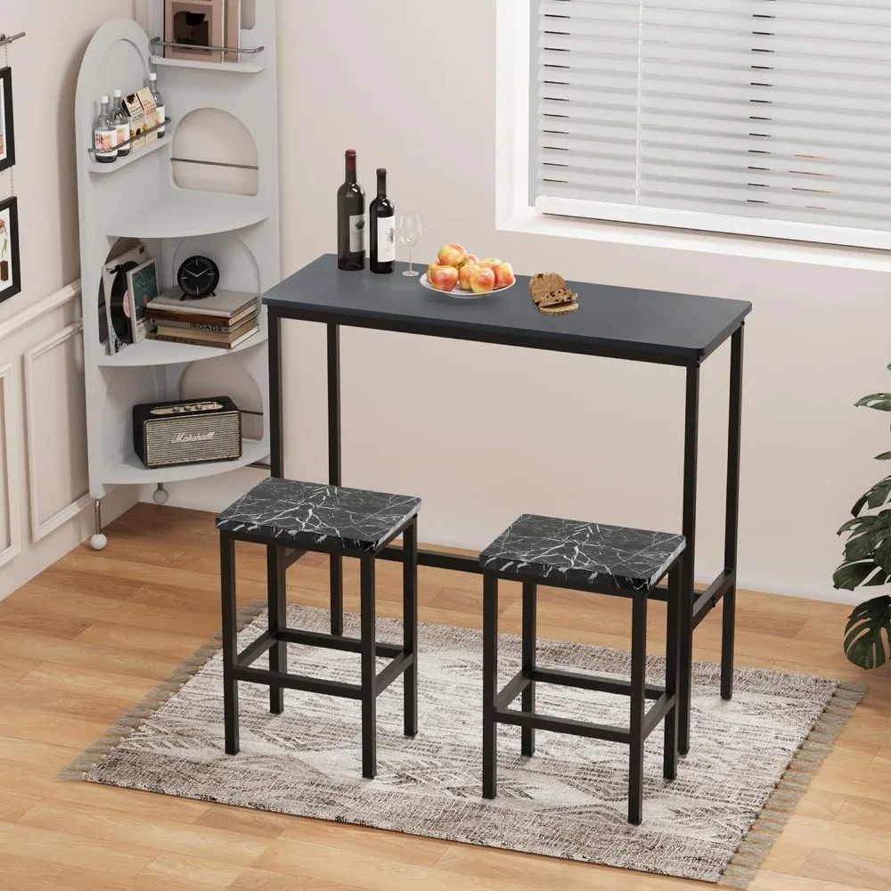 44.5 Sofa Table, Bar Height Pub Table, Narrow Entryway Table, Narrow Rectangular High Top Console Table with MDF and Black Metal