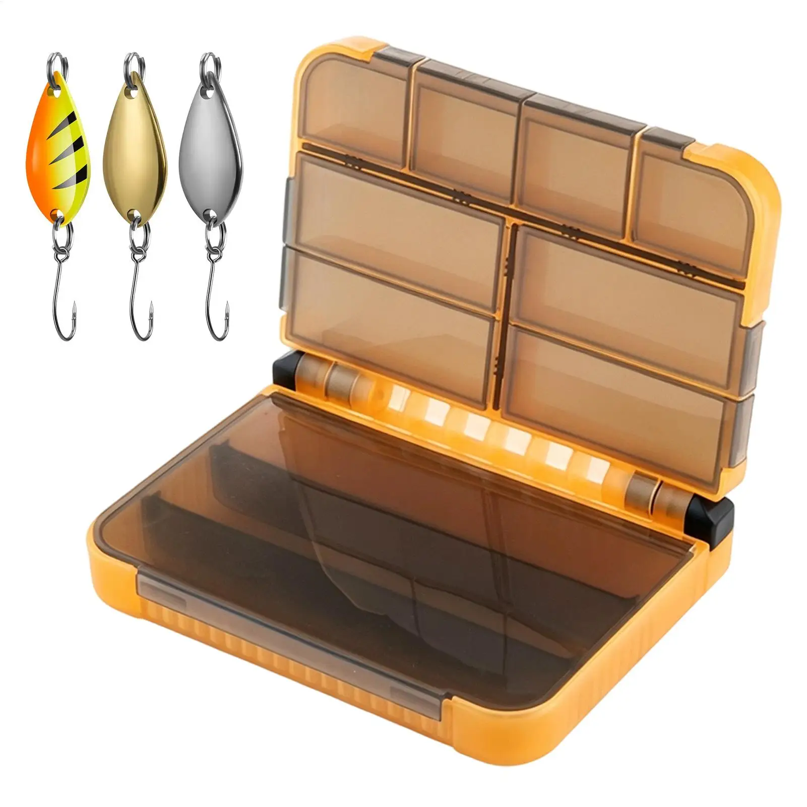 1Pc Fishing Tackle Box with Independent Compartments & DIY Partitions Damping Shaft Design for Fishing Accessories Storage