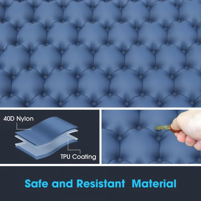 وسادة قابلة للنفخ في الهواء الطلق خفيفة الوزن محمولة للتخييم في الهواء الطلق، خطوة القدم، مقاومة للرطوبة، وسادة نوم مزدوجة لاستراحة الغداء #2