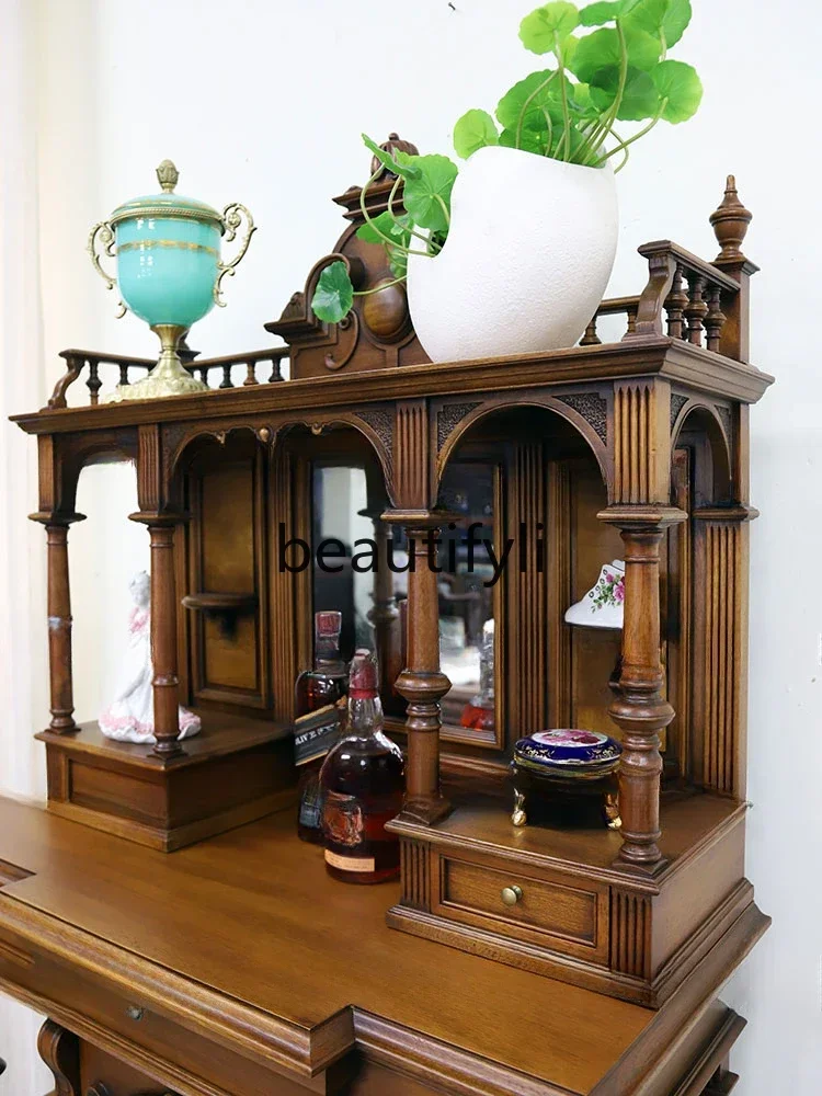 European French solid wood tenon and mortise wine cabinet decorative cabinet American home retro porch cabinet