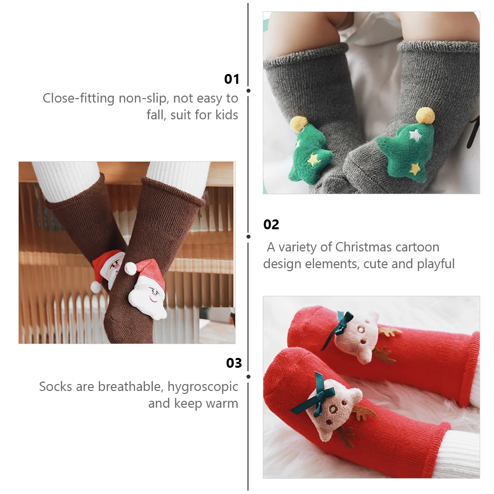 

Christmas Baby Warm Stockings Anti-Slip Floor Socks Cartoon Design Newborn Kids Gift Xmas Stockings Cotton Winter Socks
