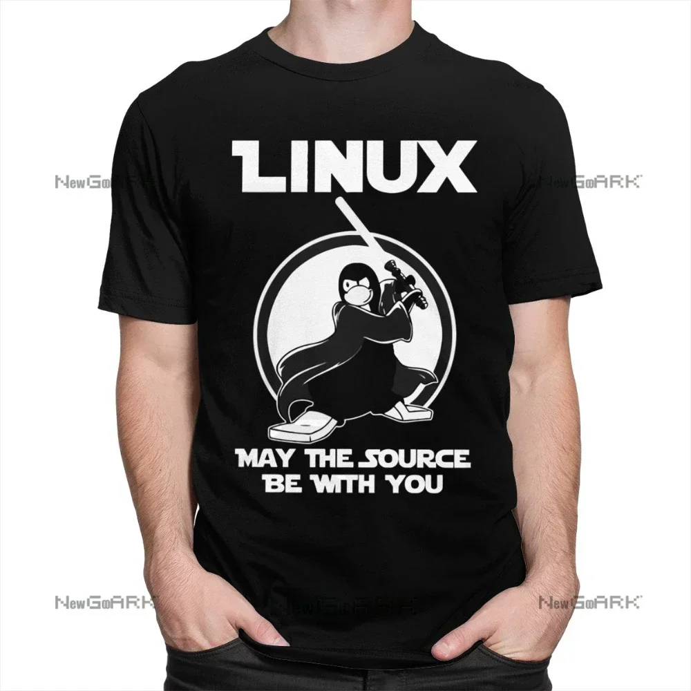 Funny Linux Tshirt Men May The Source Be With You T-shirt Programmer Computer Developer Geek Nerd Shirt Short Sleeve  Tee