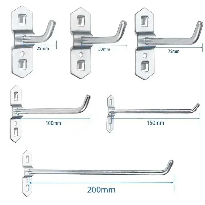 1-10pcs Pegboard Hooks, Steel Single Oblique Hangers for Garage Tool Organization, Kitchen Utensil Key Holder