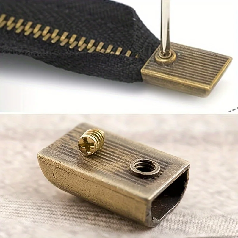 10 metal zipper end clips with screws and handcrafted accessories, suitable for manual production