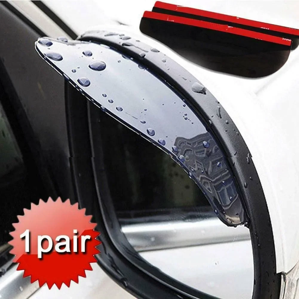New Useful Side Rear Mirror Visor Car Parts Rain Board Sun Visor 1 Pair Black Transparent Eyebrow Guard Rubber