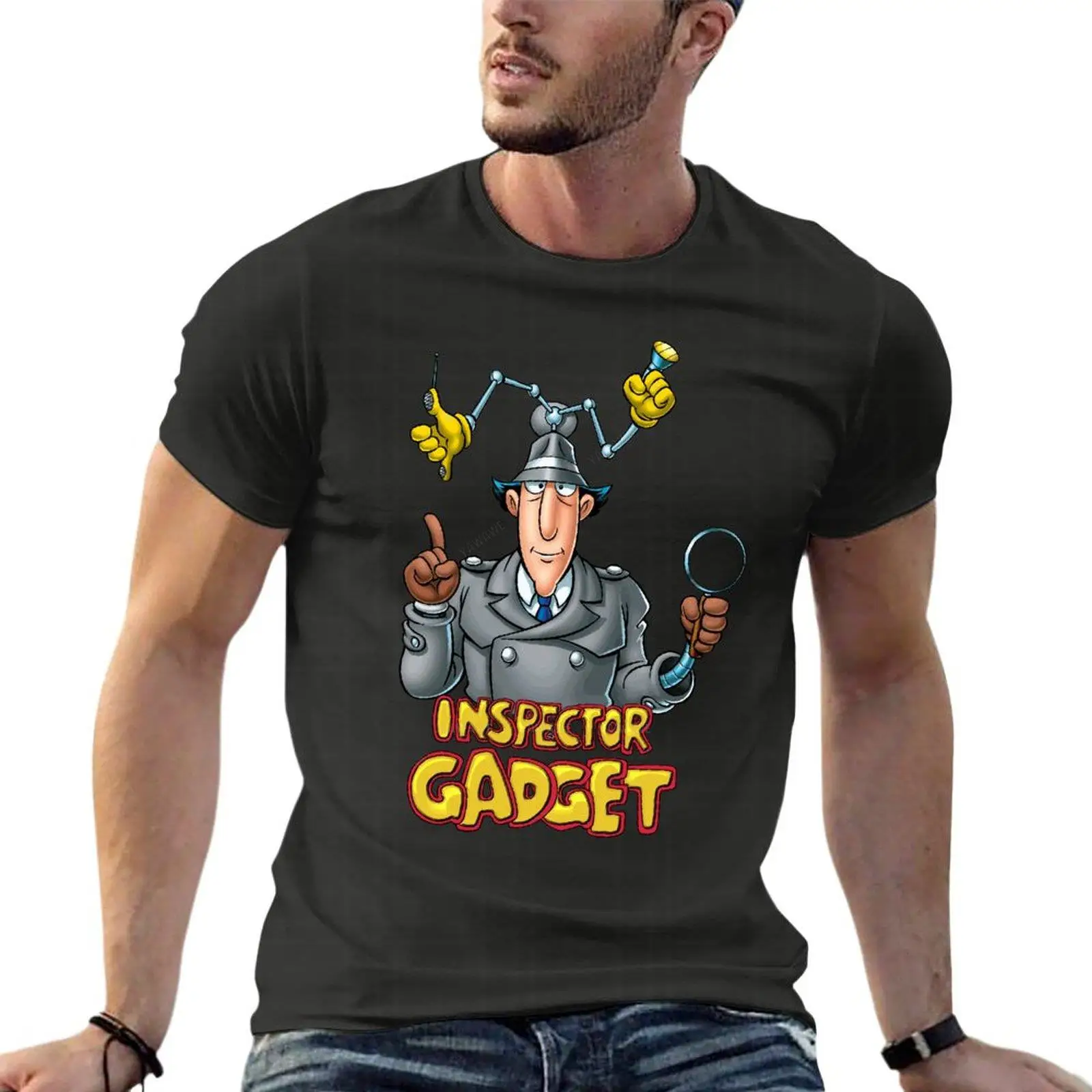 Cartoon Inspector Gadget Serial Tv 1982 Oversized T Shirt Harajuku Men Clothing Short Sleeve Streetwear Large Size Tops Tee