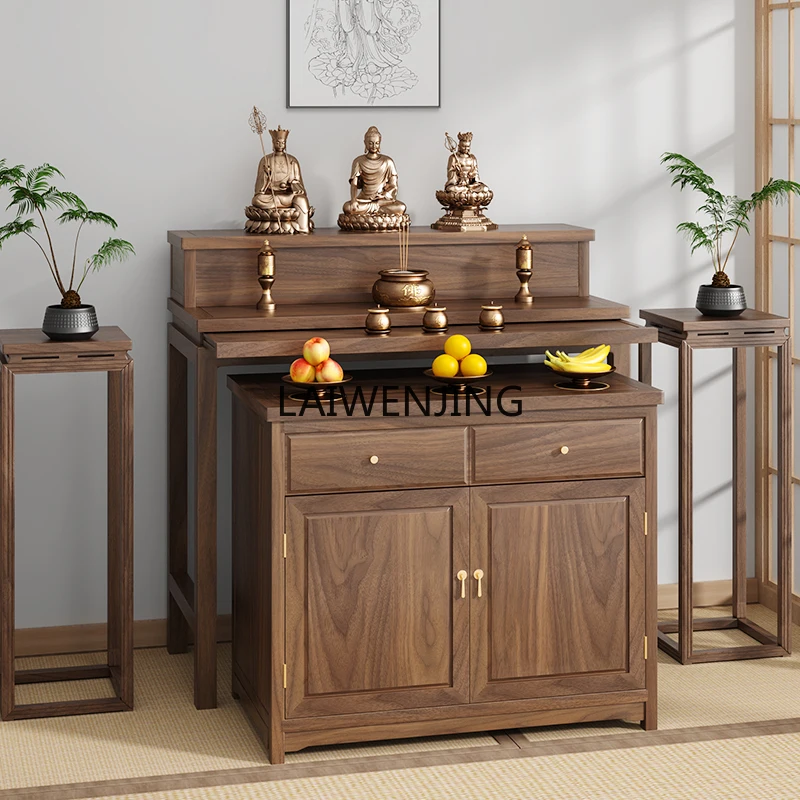 

SGF solid wood table incense case Buddhist hall black walnut simple altar cabinet