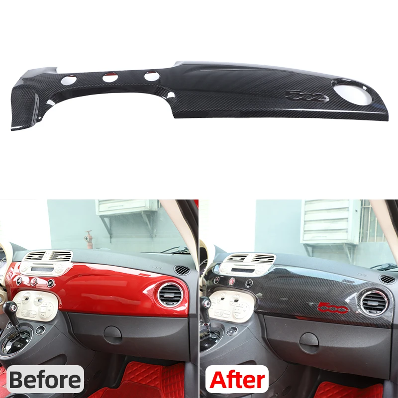 

LHD For Fiat 500/Abarth 595 695 595C 695C 500C 2016-2024 Real Carbon Fiber Sticker Dashboard Instrument Panel Cover Frame Trim