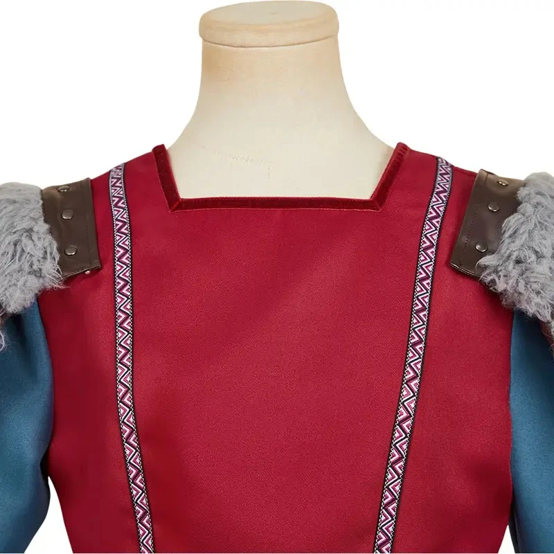 CyHow Train Dragon Astrid Cosplay Costume Hairband Outfits Women Disguise Red Blue Suit Leather Skirt Halloween Carnival Party