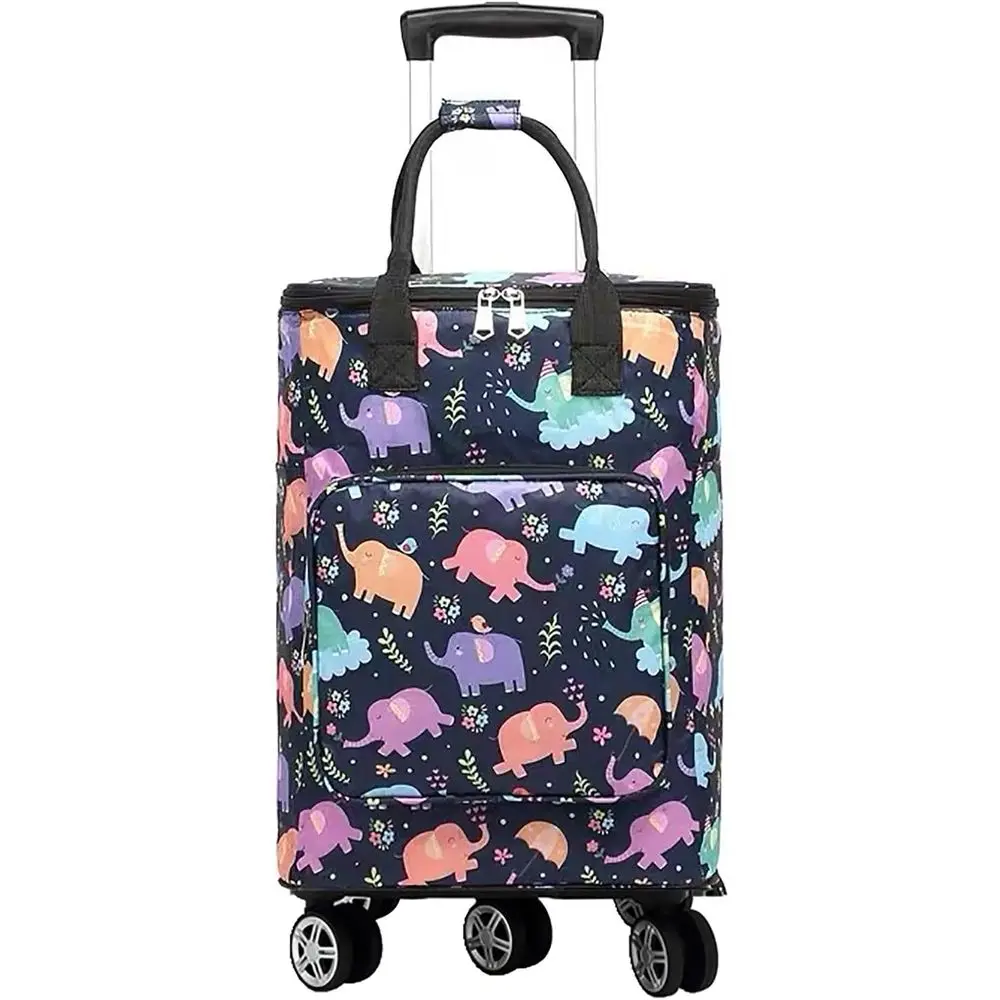 

Folding Shopping Cart, Portable Shopping Cart for Groceries, Luggage Cart with 5 Rotate Wheels, Utility Cart with Adjustable Han