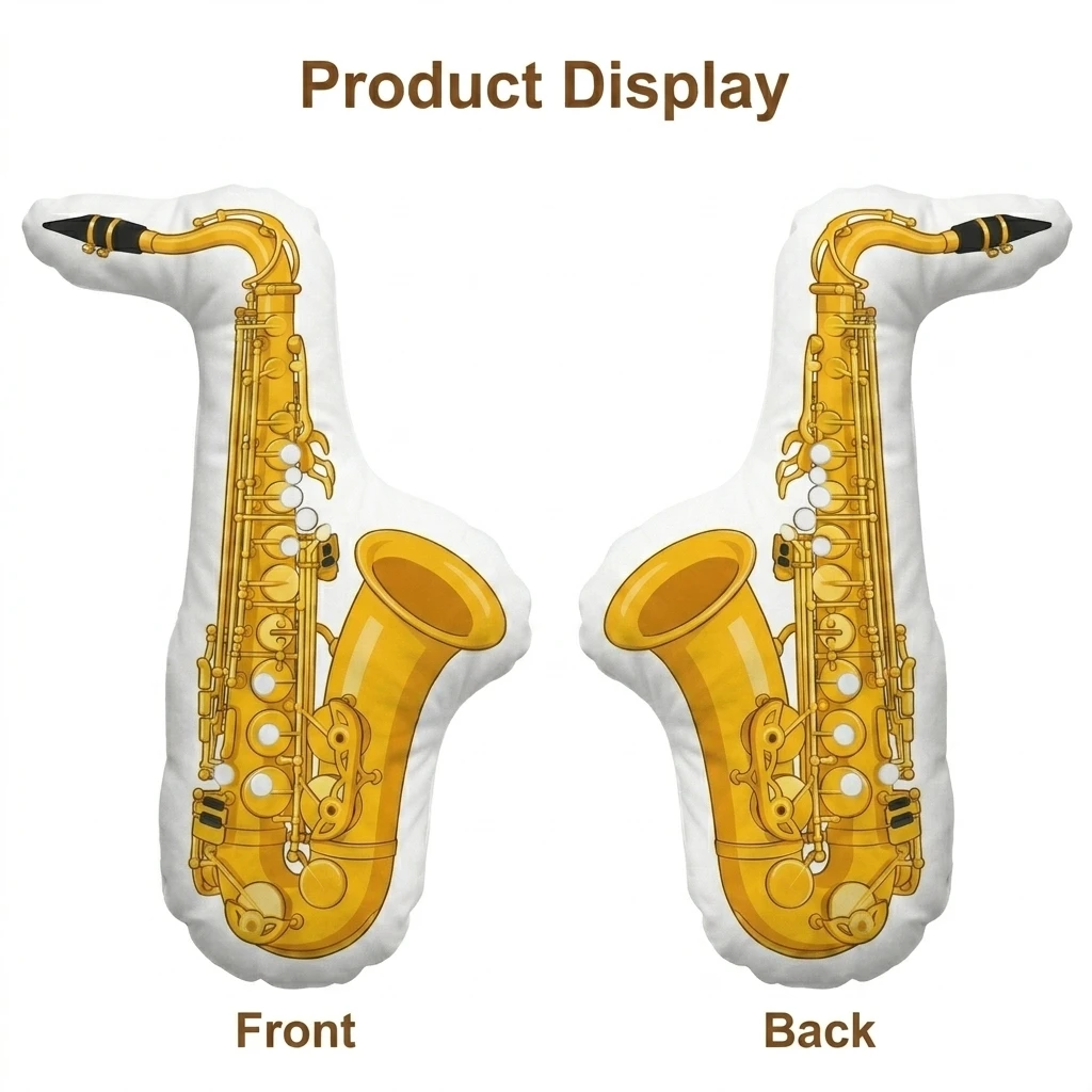 Saxophone Jazz Music Instrument Musical Brass Plush Pillow Cushion Irregular Stuffed Throw Pillow Home Decor Gift Sofa Bed Home