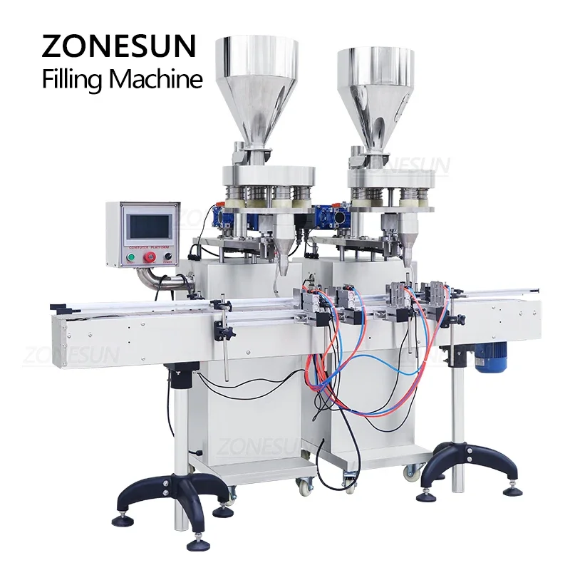 ZONESUN ZS-KL01 อัตโนมัติเม็ดผงเชิงปริมาณเครื่องบรรจุ 2 หัว Grain ขวดบรรจุสายการผลิต