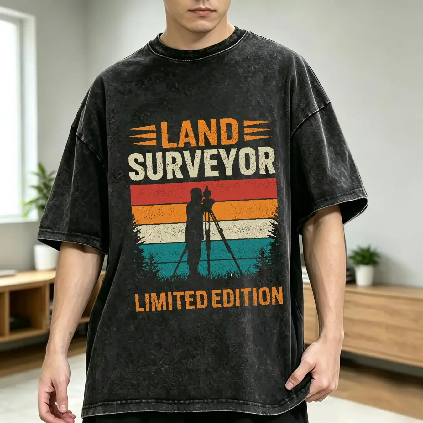 washed T Shirt Unique Surveyor Themed Perfect for Land Mapping Experts Geomatics Apparel long or short sleeves vintage Washed