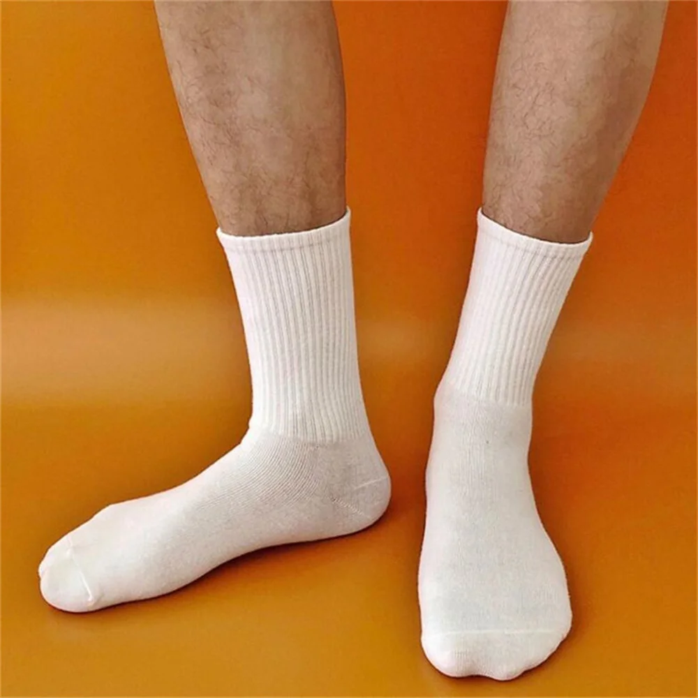 3 Pairs/Pack Breathable Cotton Socks Women Men Sport White Harajuku Socks Solid Color Female Sox Sokken Outdoor