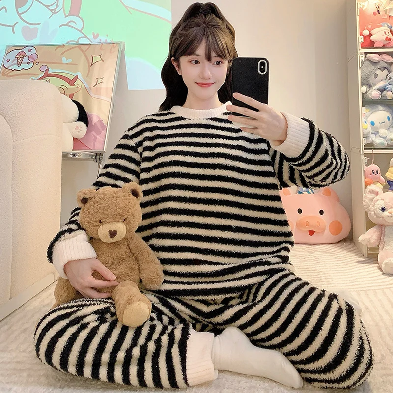 

Женский пижамный комплект из хлопка и вельвета, осенне-зимний, однотонный, на пуговицах, с длинным рукавом, длиной до щиколотки, плюшевый, мягкий, уютный