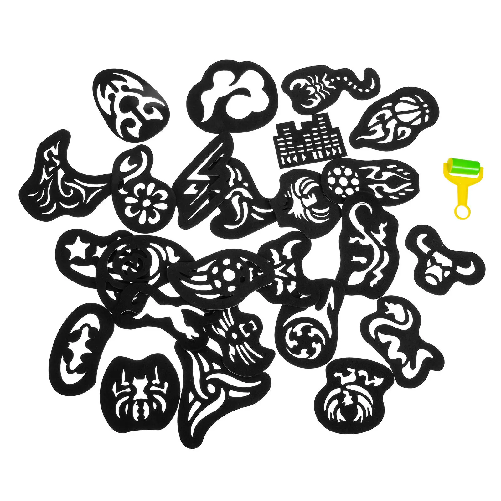 

25 Sheets Tattoo Mold Stencils Plastic Body Decorative Molds Hollowed Out Template Reusable Safe Hair Tattoos Stencil Body Art