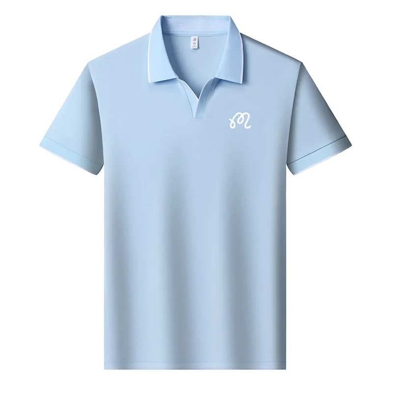Neues Herren-Poloshirt mit Original-Print in Unifarbe, Sommer-Komfort, Kurzarm, Revers-T-Shirt, Luxuriöse Business-Casual-Herrenbekleidung – Detail 7