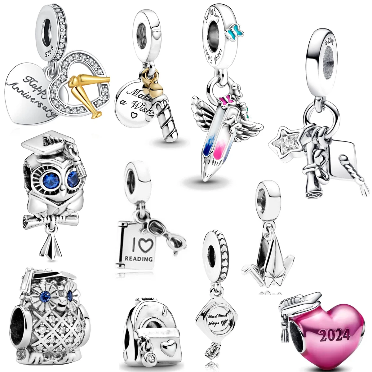 

Hot Sale Graduation Charm Dangle Charms for Original 925 Charms Bracelet Trinket silver Charm Bead for Graduation Ceremony