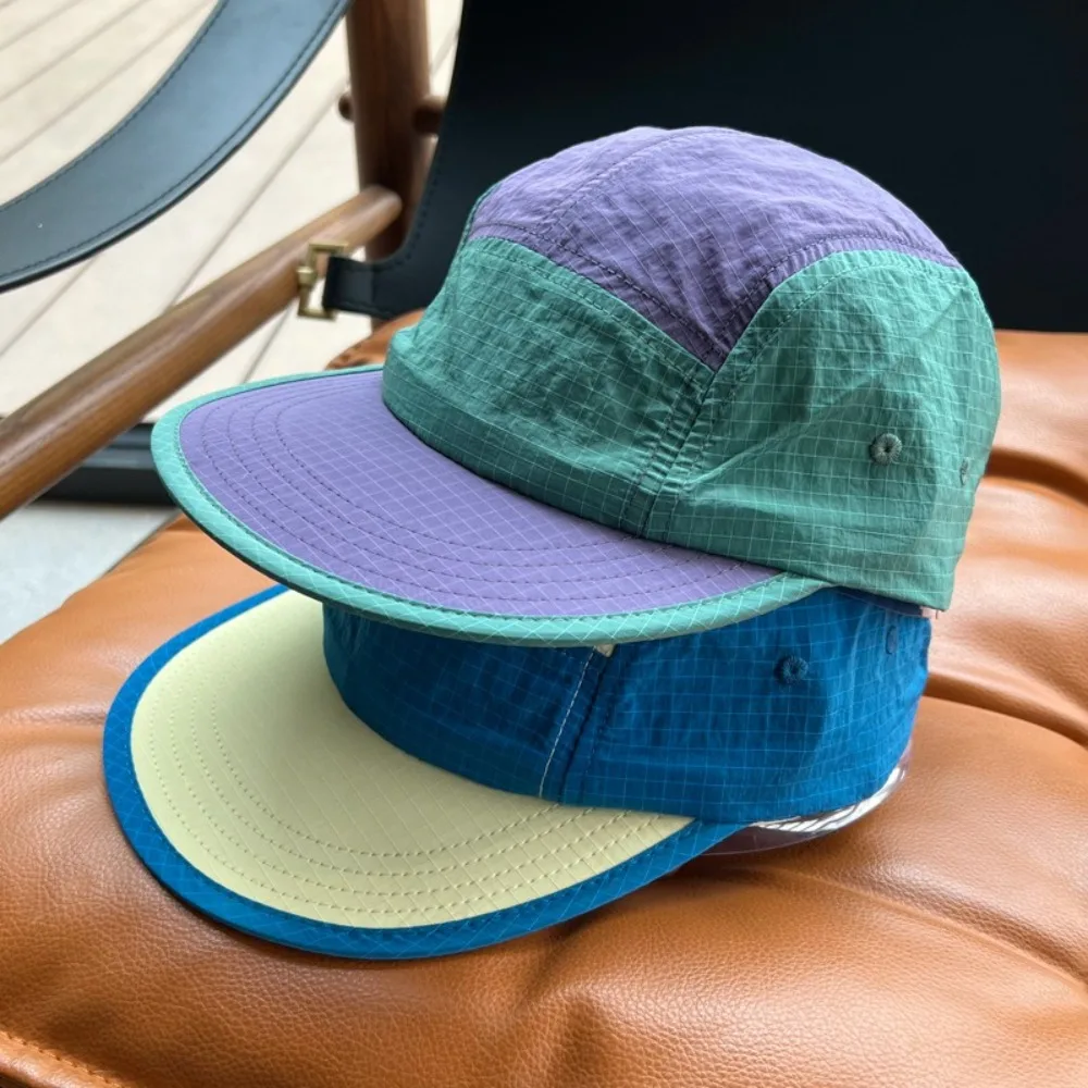 Waterproof Japanese Style Splicing Baseball Cap 5-Panel Adjustable Sunshade Cap Thin Quick-drying Sun Visor Cap Unisex