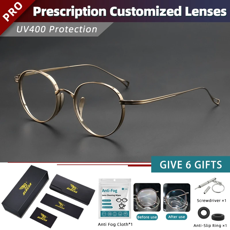 BLMUSA (S) Retro Pure Titanium Progressieve Bril Hoge Kwaliteit Mannen Blue Light Ray Meekleurende Optische Brillen