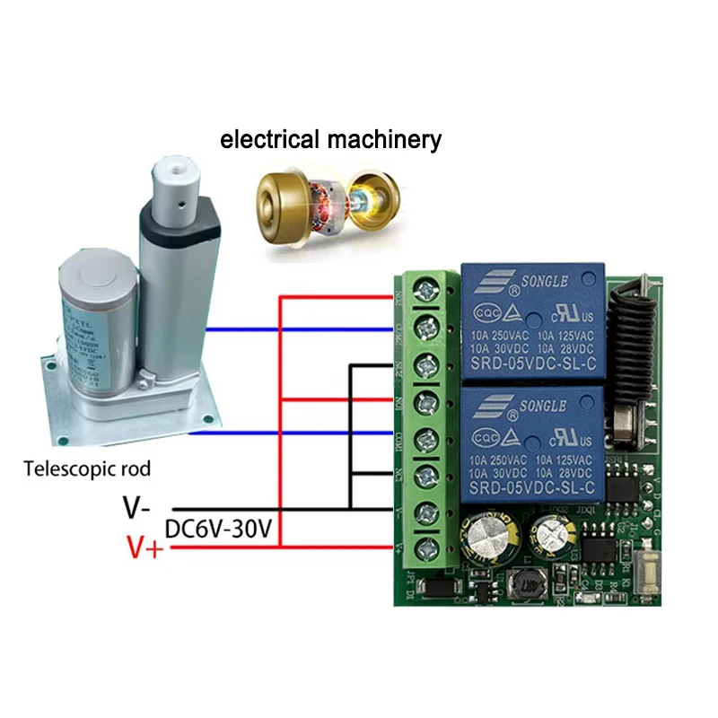 DC 12V 24V AC 220V RF433 2CH Multifunction Receiver Module Garage Door Curtain Motor Light Control Switch Remote Control 433MHz