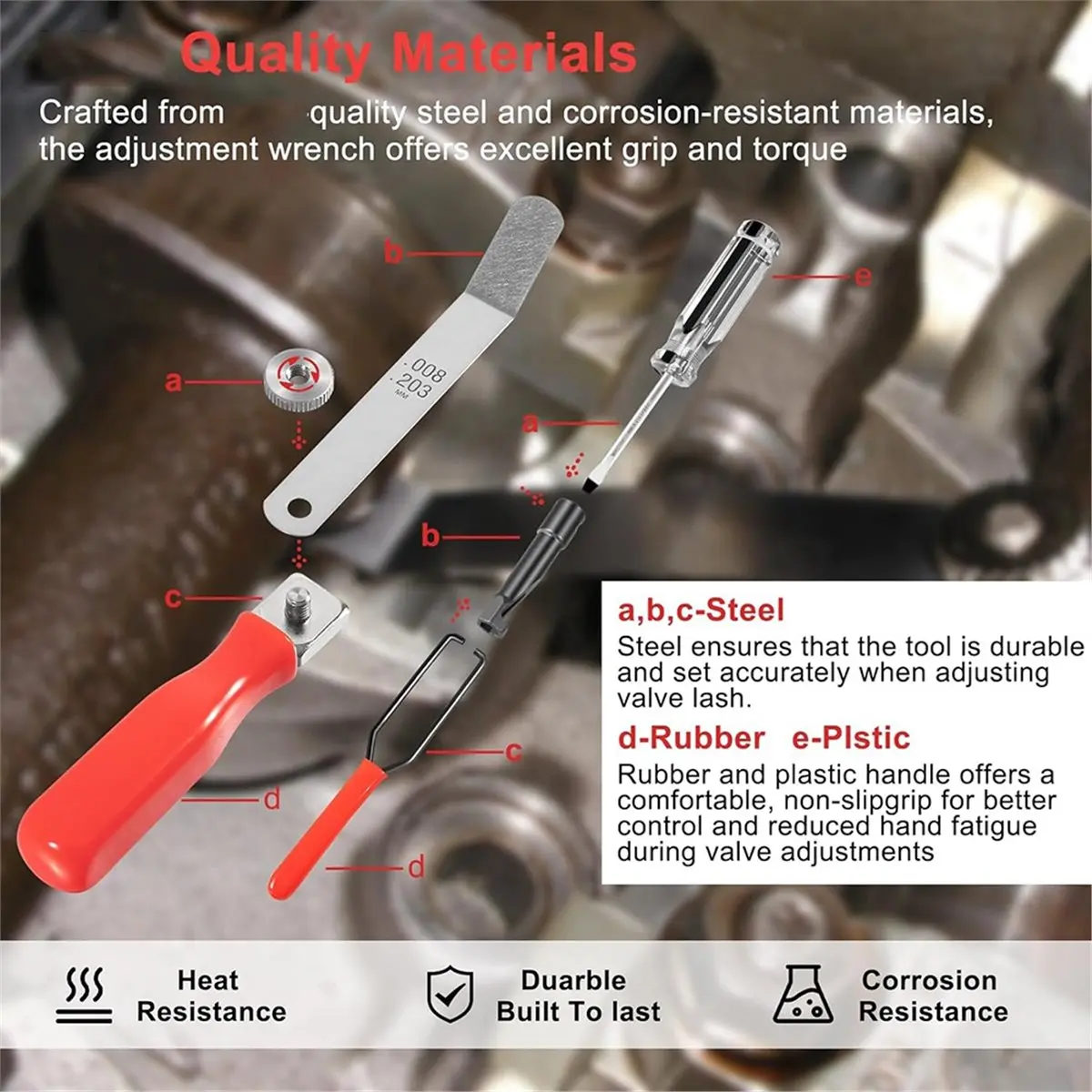 ABAB 10MM Jam Nut Valve Adjustment Tool 648827&A308 Offset Tappet Feeler Gauge Set 11Blades with Two Handles for Honda,Toyota