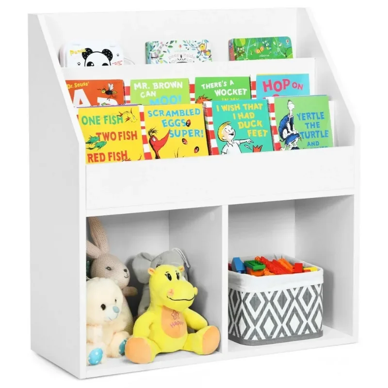 

Kids Wooden Bookshelf Bookcase Children Toy Storage Cabinet Organizer