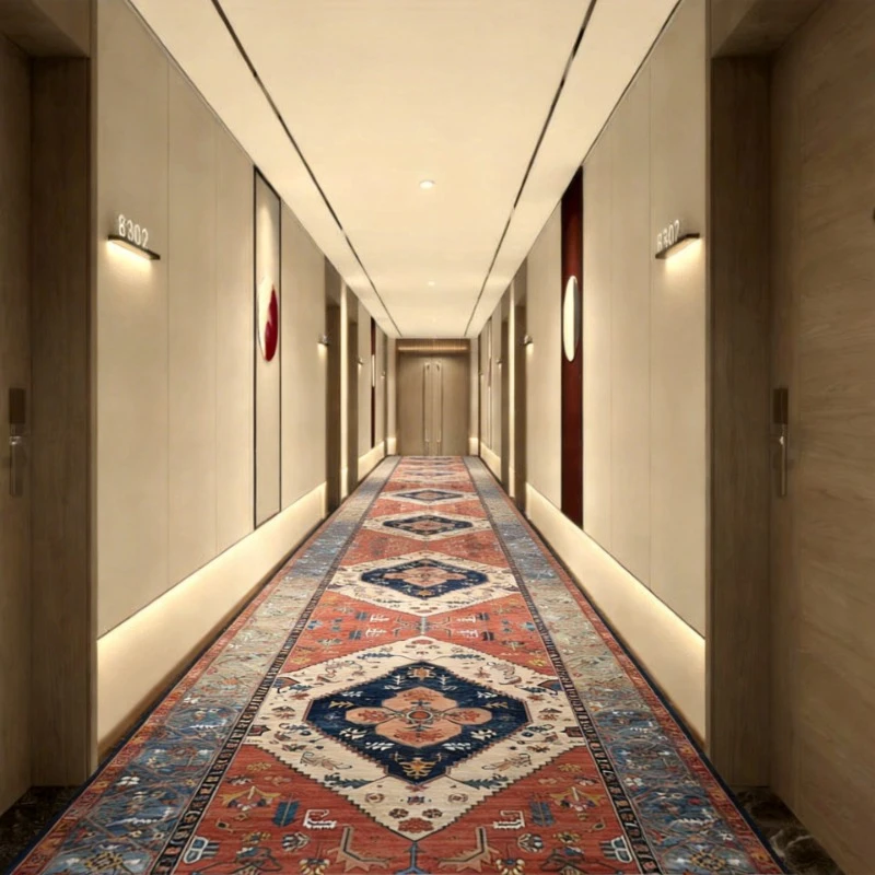 

America European Long Corridor Carpet Luxury Decoration Hallway Rug Non-slip Easy Cleaning Floor Mat Stairway Runners Carpets