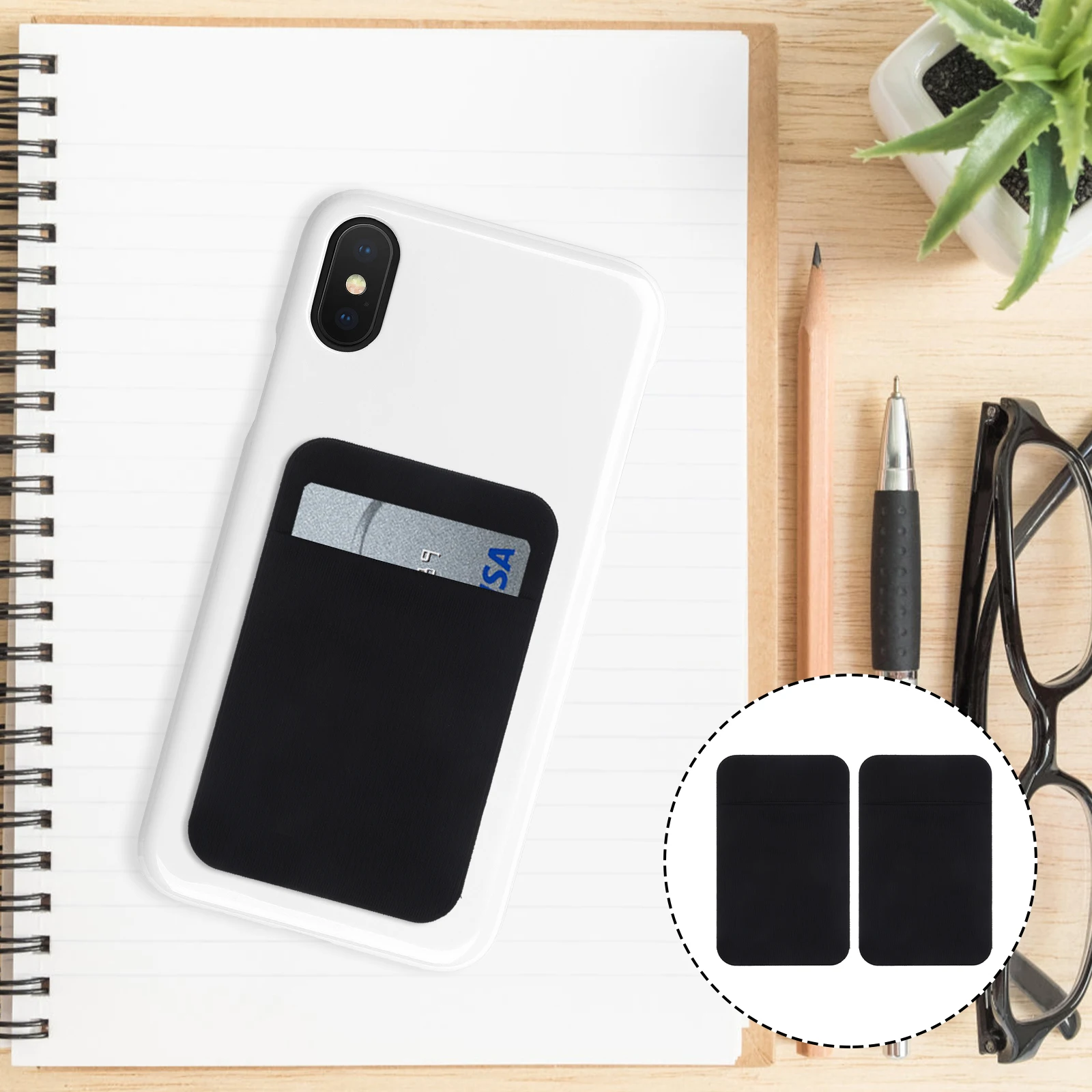 

2Pcs Mobile Phone Wallet Bag Self-Adhesive Card Holder for Cell Back Credit Pouches Sturdy Holder for Smartphone Cases No-Slip