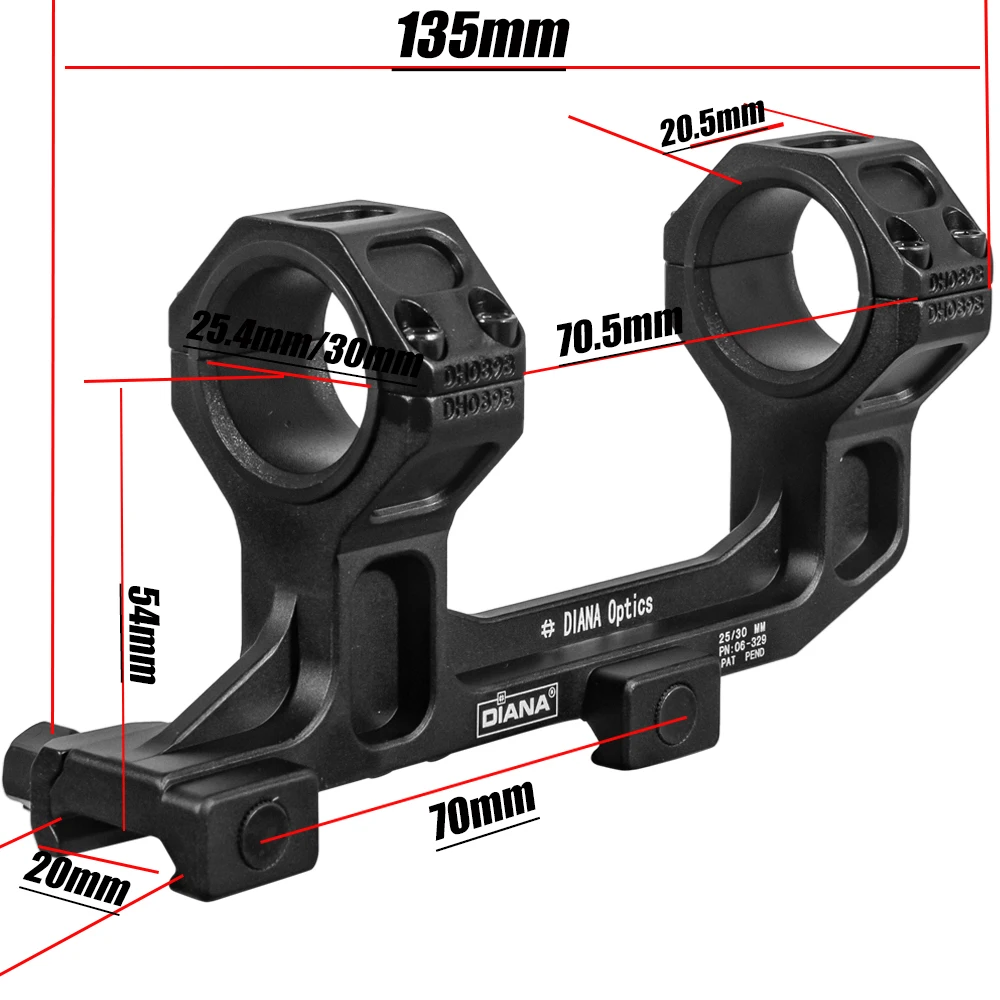 DIANA Zielfernrohrhalterung für 30/25,4mm Optisches Visier GE Halterung 1.54 1.93 Halterung für 20mm Schiene – Detail 16