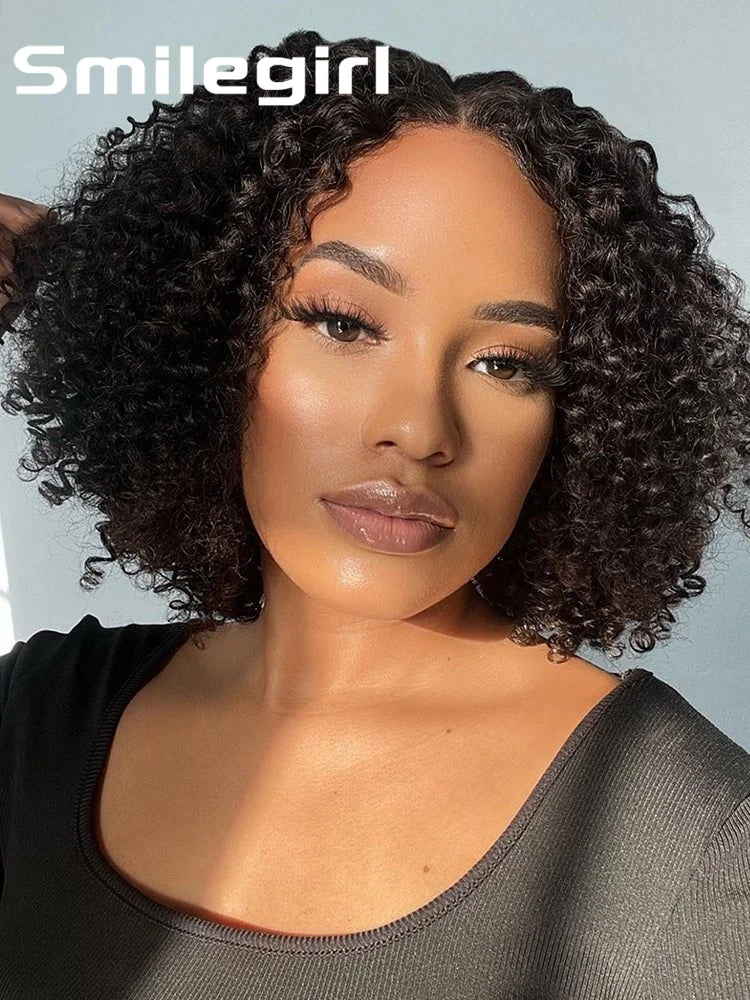 

16 Inch Short Bob Curly Human Hair Wig 13x6 HD Lace Frontal Wigs Pre Plucked Brazilian Deep Wave 100% Human Hair Wig For Women