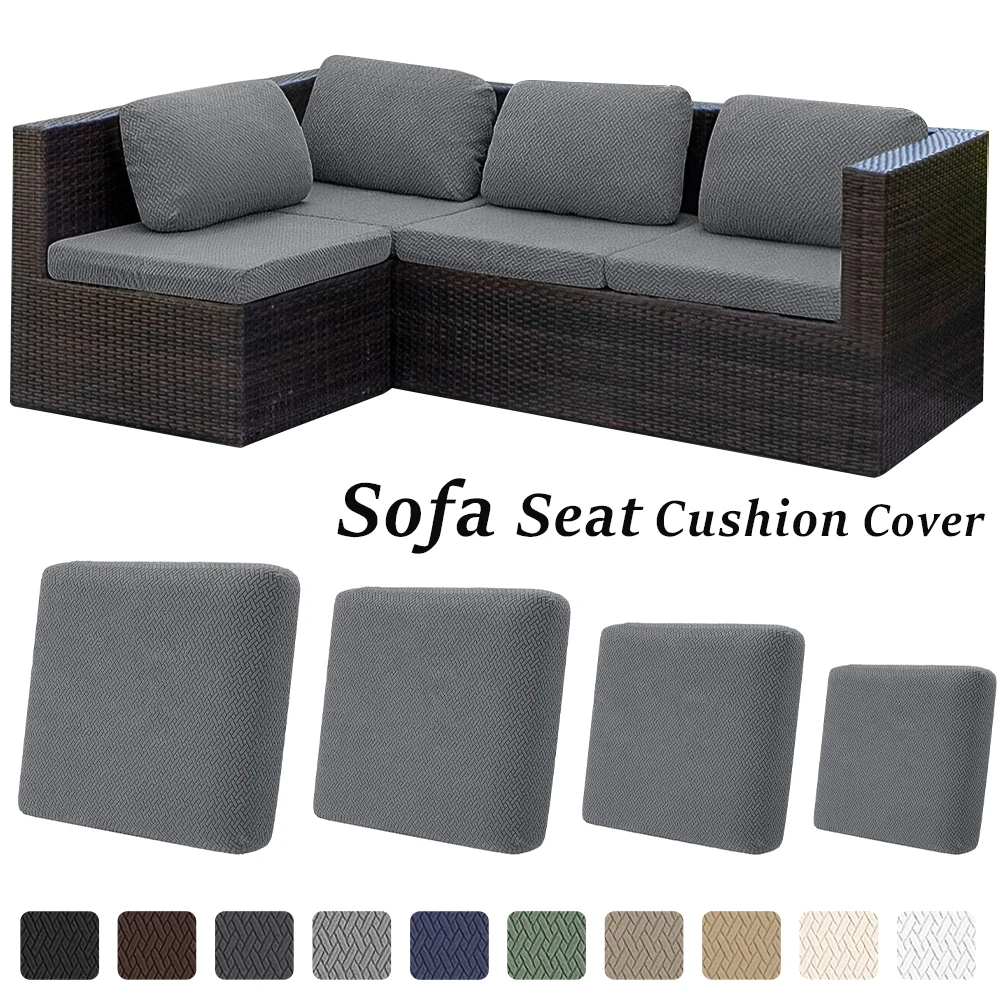 

Jacquard Patio Sofa Covers Elastic Non-Slip Sofa Slipcover Solid Colors Outdoor Garden Sofa Seat Cover