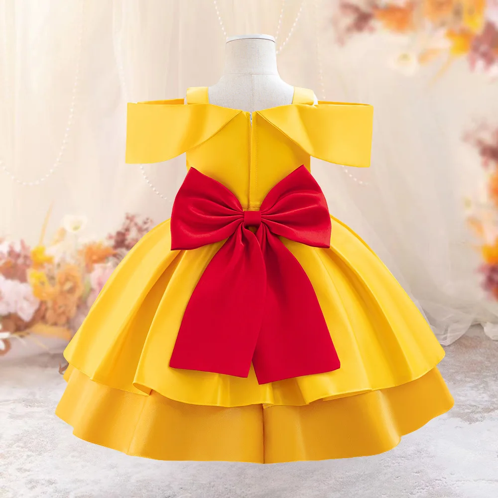 6M-4 Years Baby Toddler Off the Shoulder Beauty and the Beast Bella Cosplay Dress Birthday Party  Photography Dress