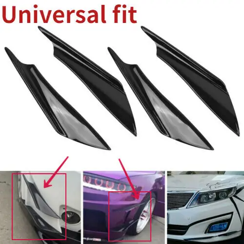 Universal ABS Car Accessories Front Bumper Canards Splitter Diffuser Spoiler Wing Addon Bodykits Exterior Parts