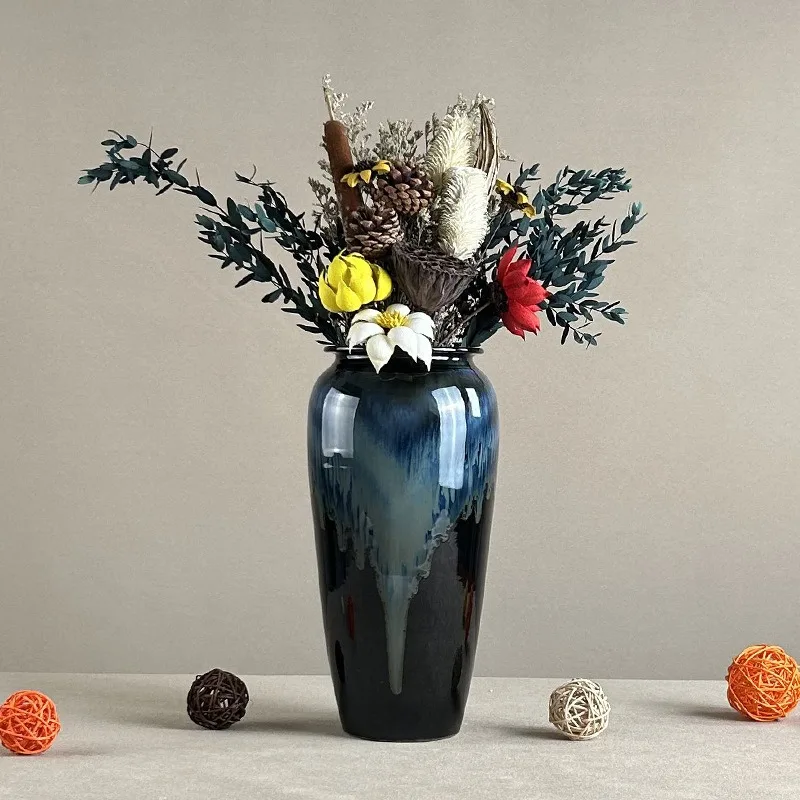 New Chinese Style Painted Ceramic Vase Hydroponic Plant Flowerpot Dining Table Decoration Flower Vase Room Aesthetic Decoration