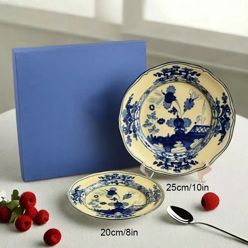 High-end Oosterse Serie Koffiekop en Schotel Keramische Mok Roze Geel Blauw Groen Bedrukte Borden Theekop Set Geschenkdoos Souvenir